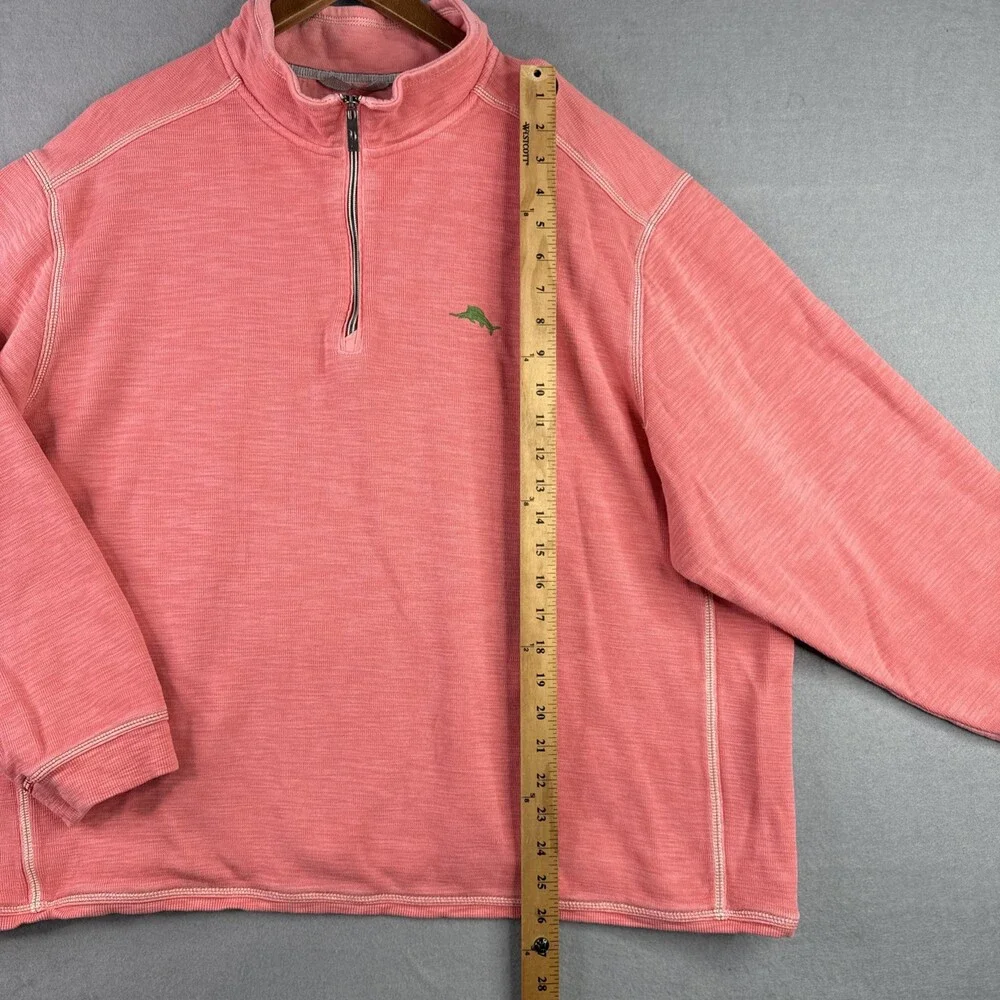 Tommy Bahama Quarter Zip Sweatshirt Men’s 2XLB Pink Pullover Pima Cotton Beach